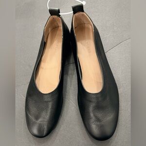 Everlane Black Leather Round-Toe Ballet Flats